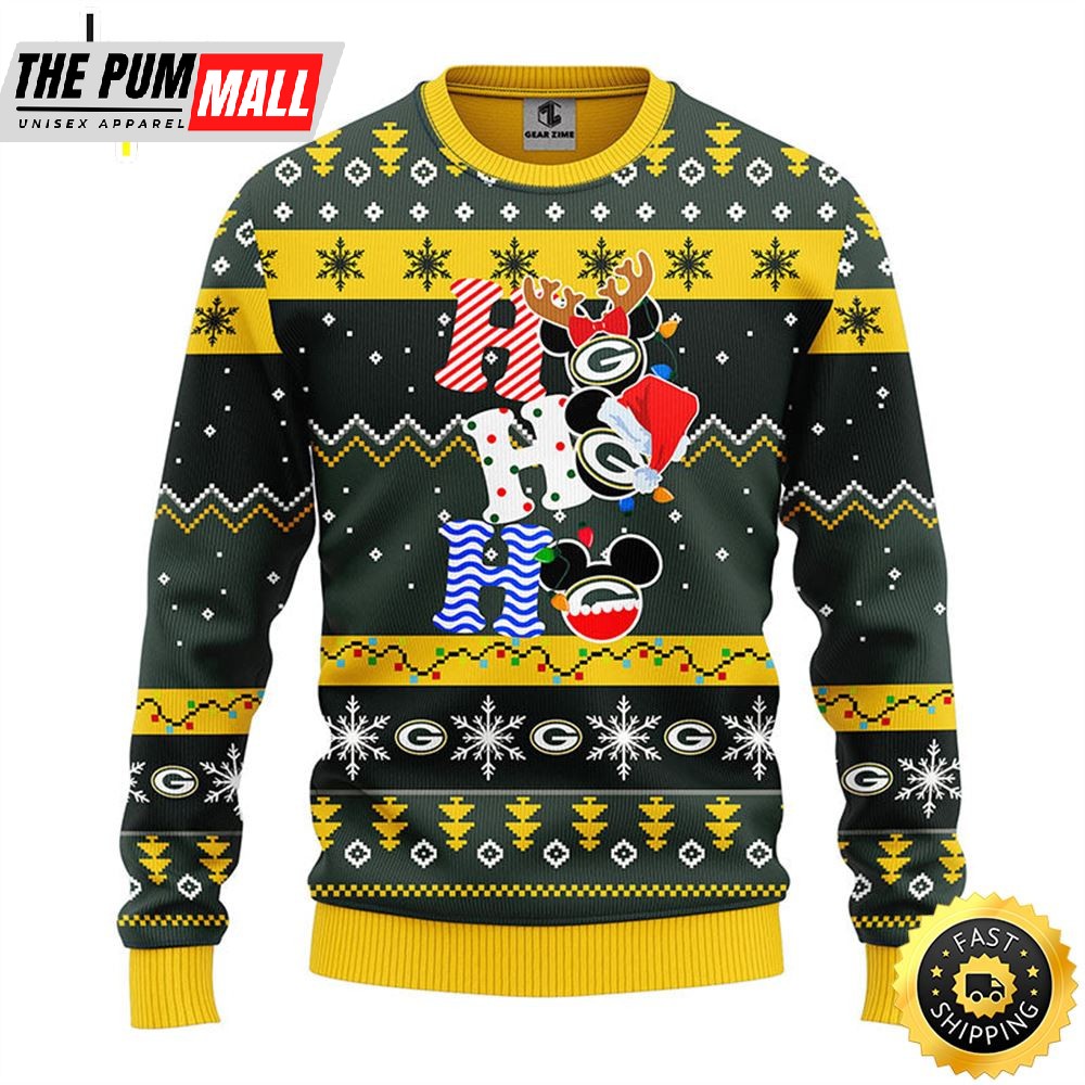 Green Bay Packers HoHoHo Mickey Christmas Ugly Sweater