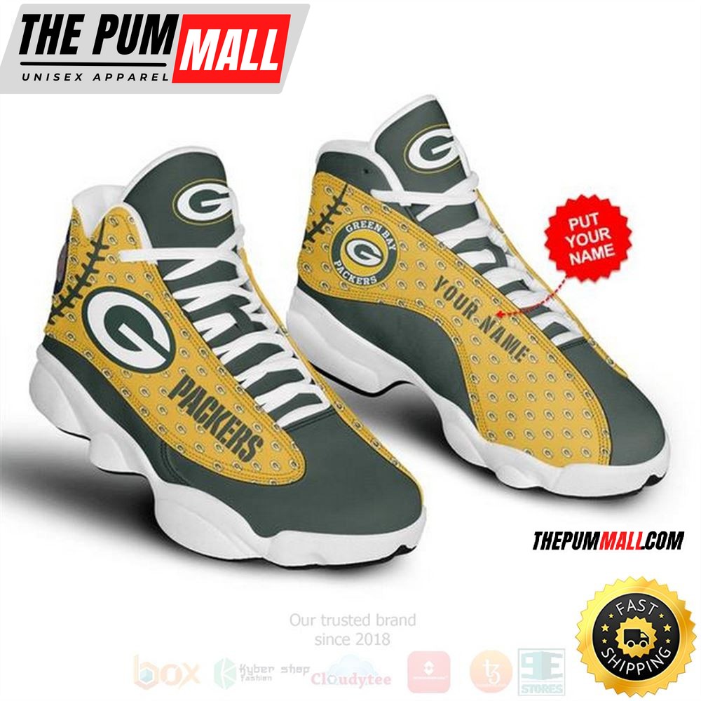 Green Bay Packers Nfl Custom Name Air Jd 13 Shoes 2