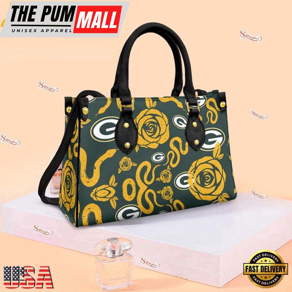 Green Bay Packers Rose and Flower Pattern NFL Leather Handbag – Baseball Cap Snapback Hats