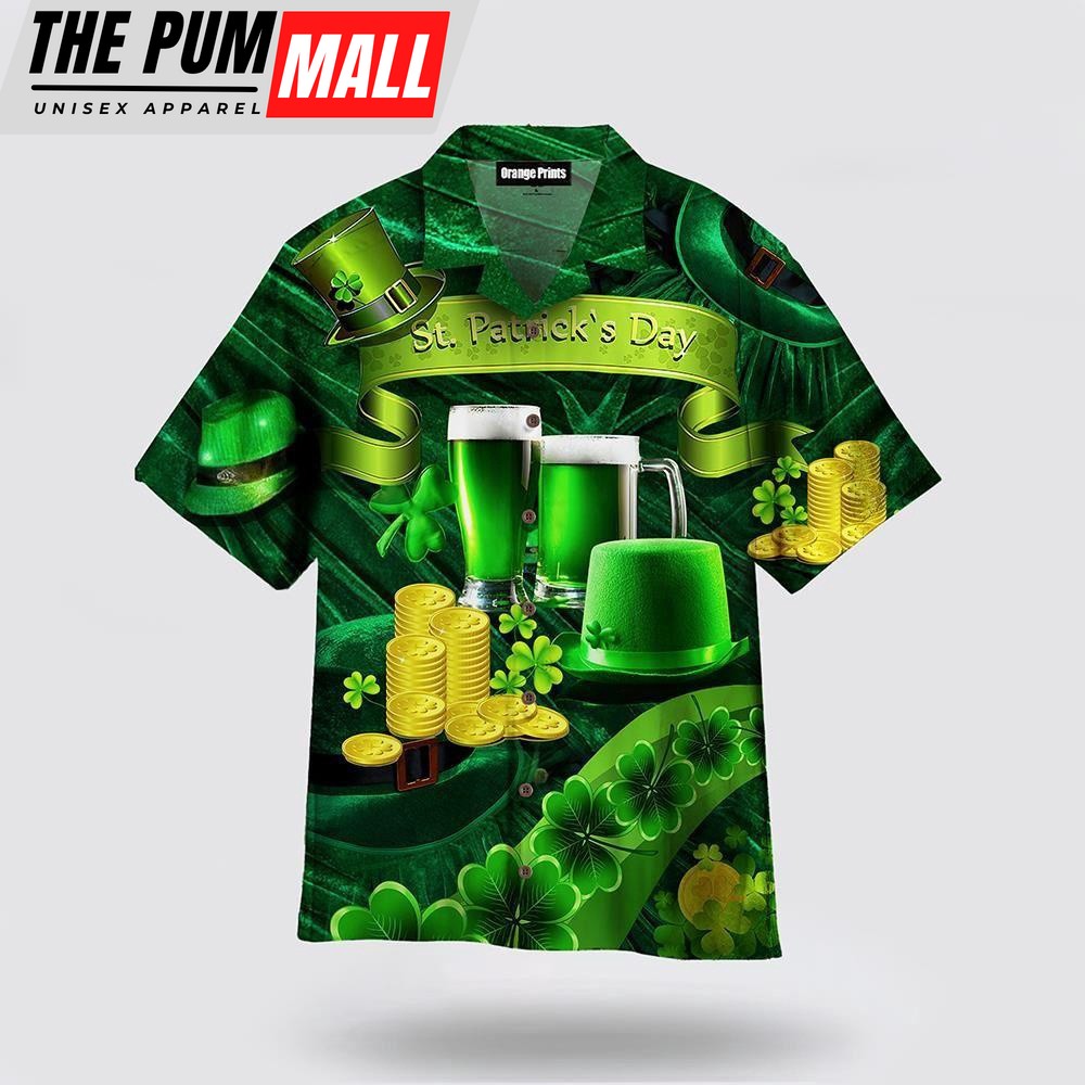 Green Beer St. Patrick’s Day Hawaiian Shirt, St Patricks Day Shirts, Shamrock Hawaiian Shirt