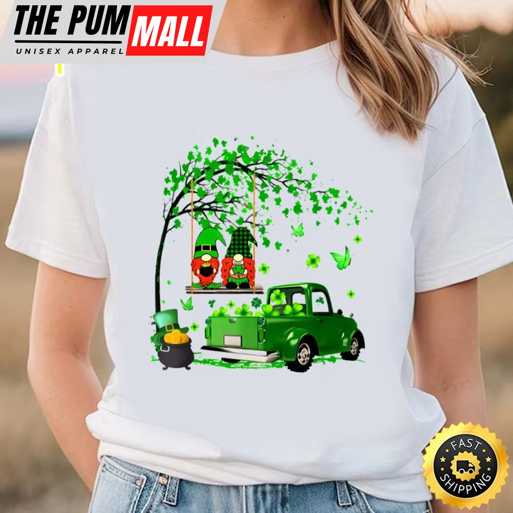 Green Gnomes Truck Shamrock Happy Saint Patricks Day Shirt T-Shirt