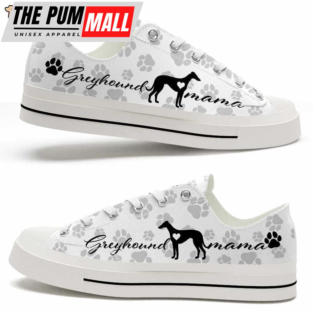 Greyhound Paws Pattern Low Top Shoes – Happy International Dog Day Canvas Sneaker – Owners Gift Dog Breeders