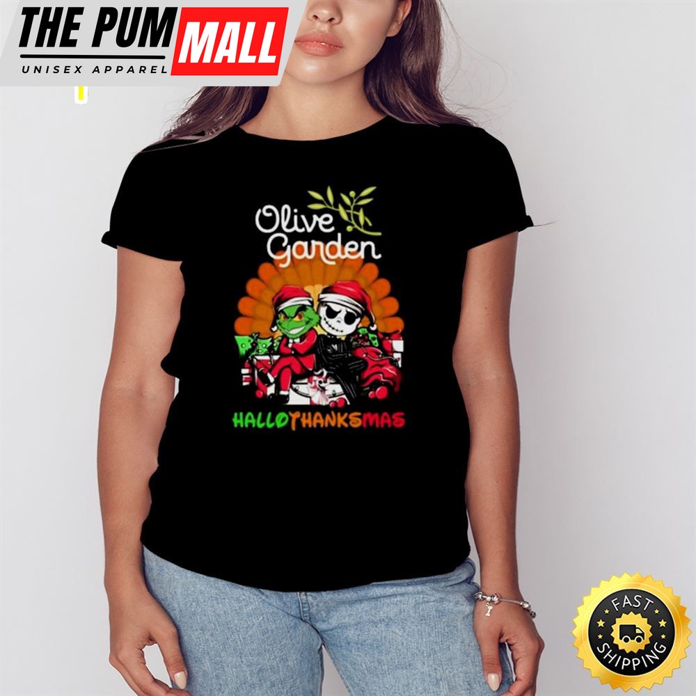 Grinch And Jack Skellington Olive Garden Hallothanksmas 2025 Shirt