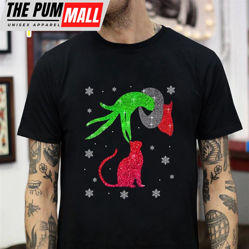 Grinch Christmas Holding Cat Ornament T-Shirt