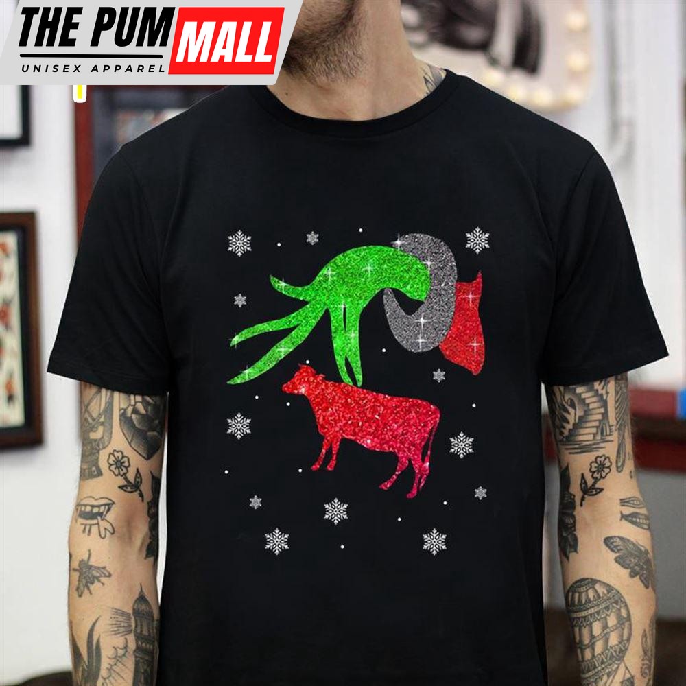 Grinch Christmas Holding Cow Ornament T-Shirt