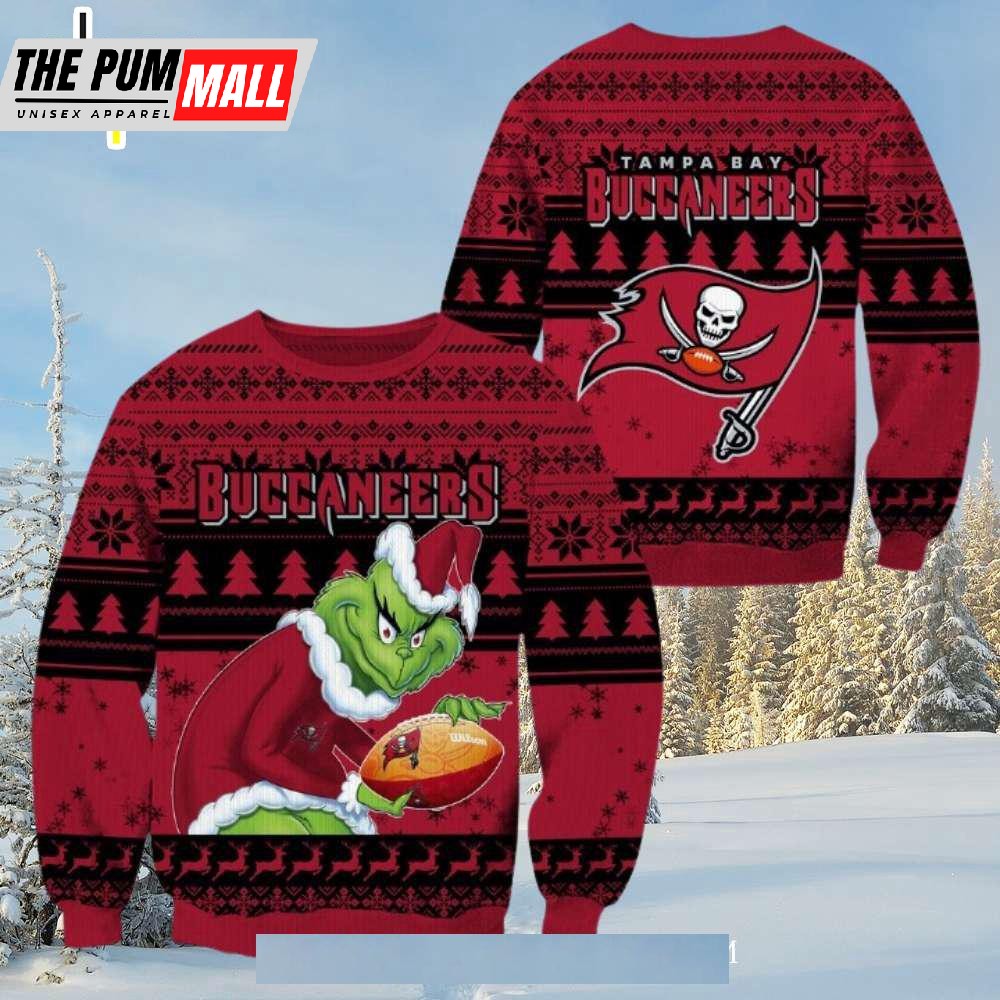 Grinch Holding Football Ugly Christmas Sweater