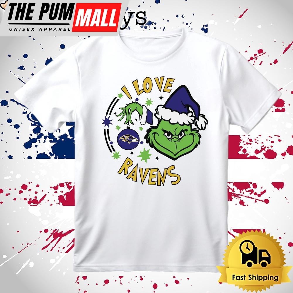 Grinch I Love Baltimore Ravens Christmas T Shirt