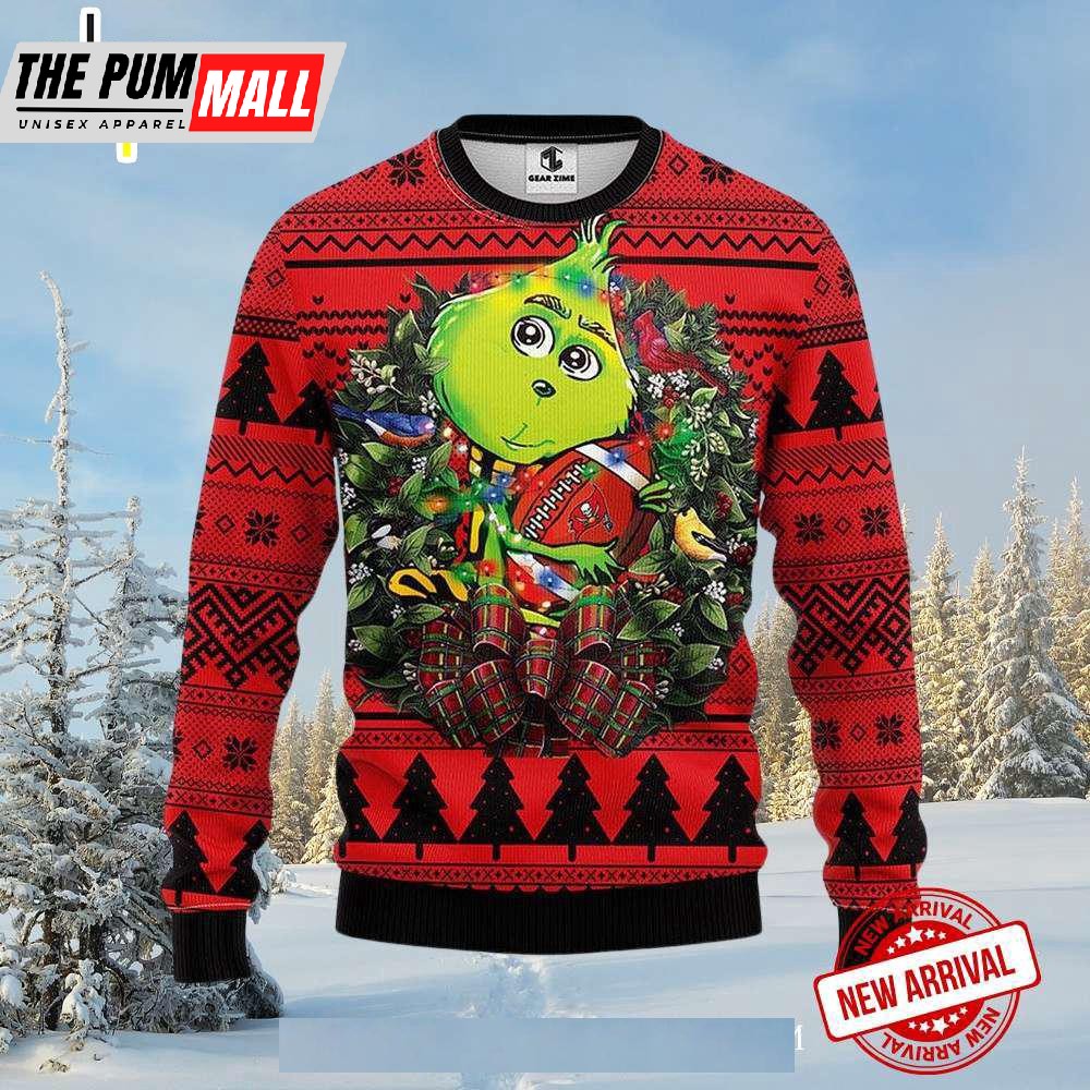 Grinch In Wreath Ugly Christmas Sweater