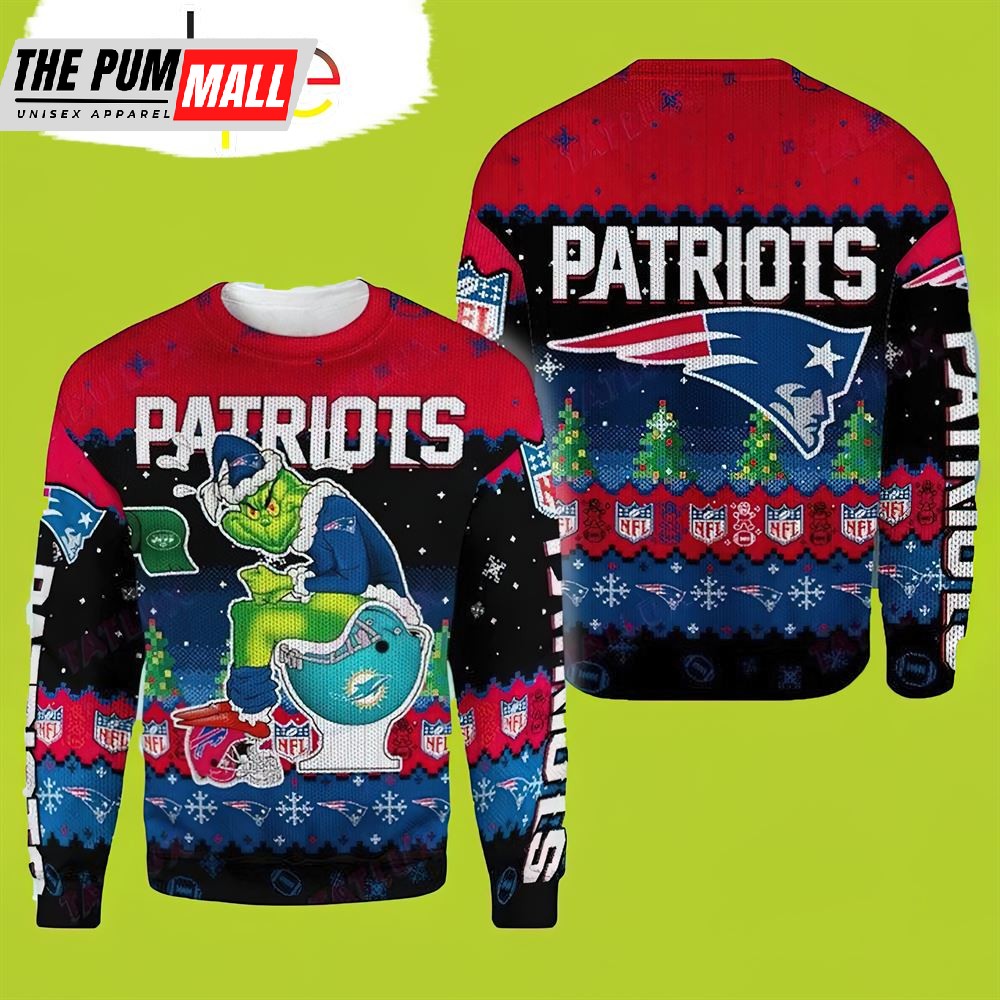 Grinch New England Patriots Christmas Sweater