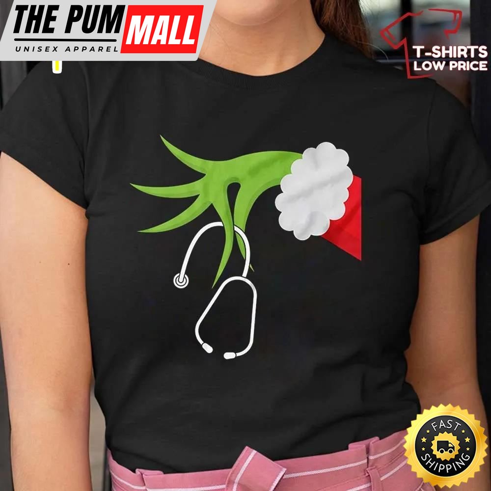 Grinch Nurse Stethoscope Christmas Grinchmas T-Shirt