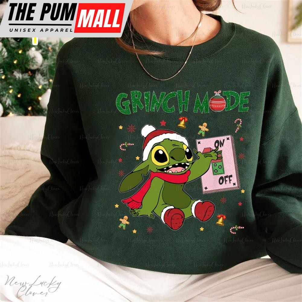 Grinch Stitch Mode On Sweatshirt, Disney Stitch Christmas Sweatshirt