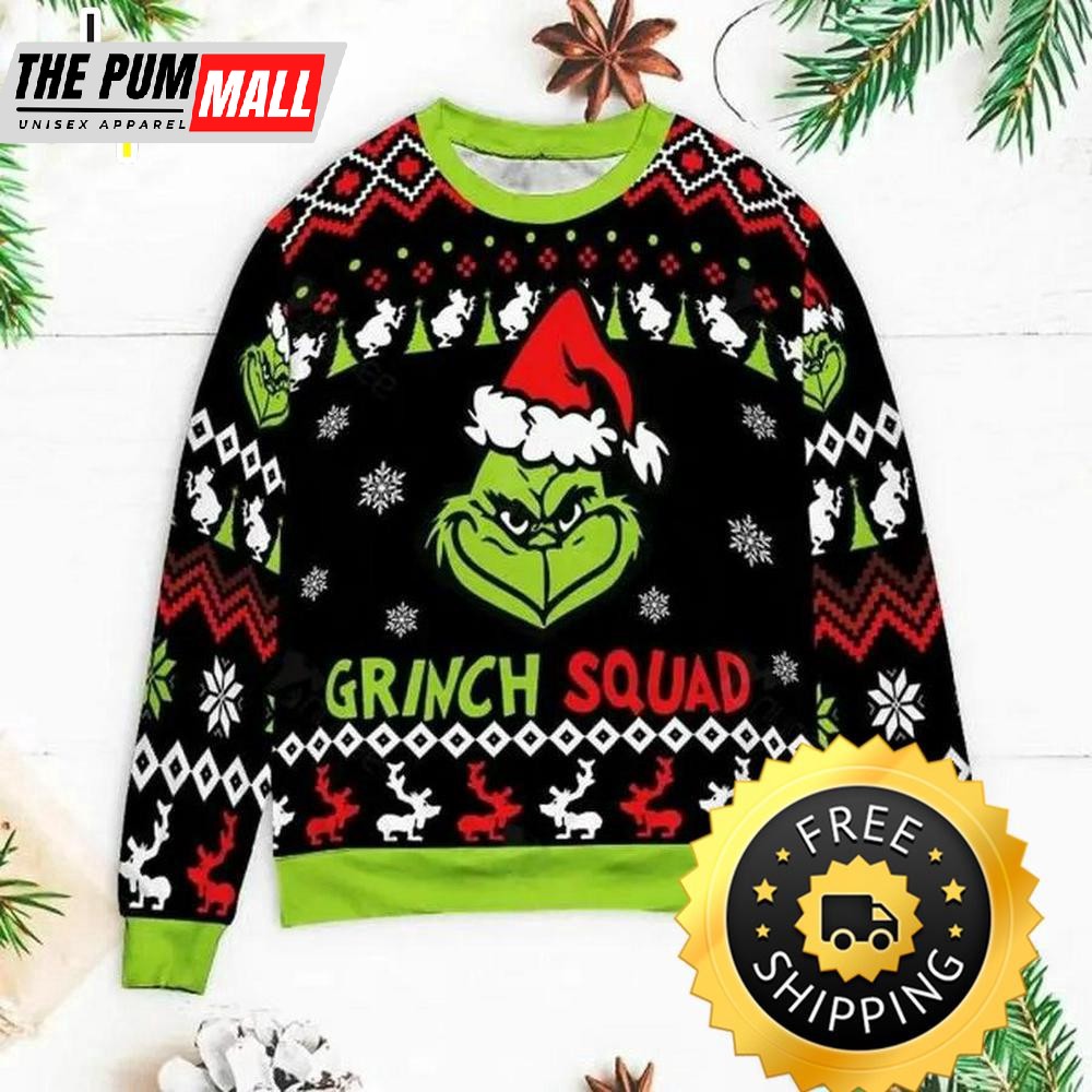 Grinch Ugly Sweater The Grinch Squad Funny Christmas Sweater, Christmas Grinch Sweater, Grinch Holiday Sweater