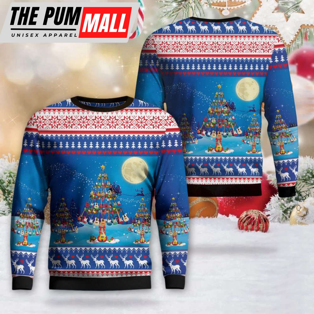 Guitar Christmas Tree Guitarist Xmas Christmas Sweater 3D Christmas Gift Day