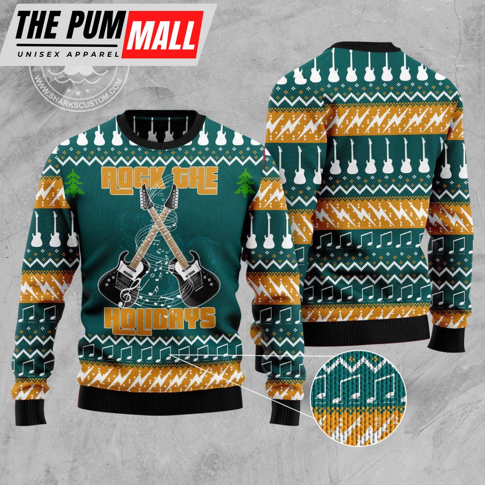 guitar-rock-the-holiday-t110-ugly-christmas-sweater-christmas-signature-bnhe9yex Guitar Rock The Holiday T110 Ugly Christmas Sweater – Christmas Signature