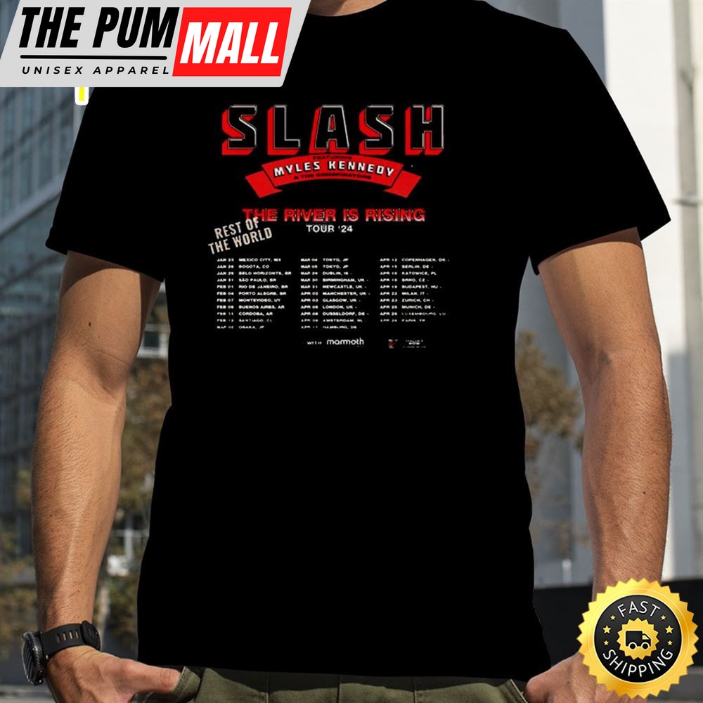 Guns N Roses And Slash Tour ft Myles Kennedy And The Conspirators The River Is Rising Tour 24 Schedule List T-Shirt