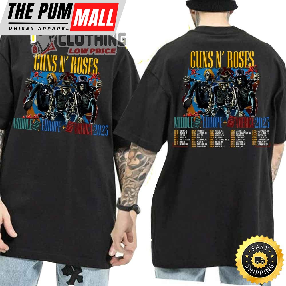 Guns N Roses North America 2025 Tickets Merch Guns N Roses Moddle Fast Europe North America 2025 Setlist T-Shirt