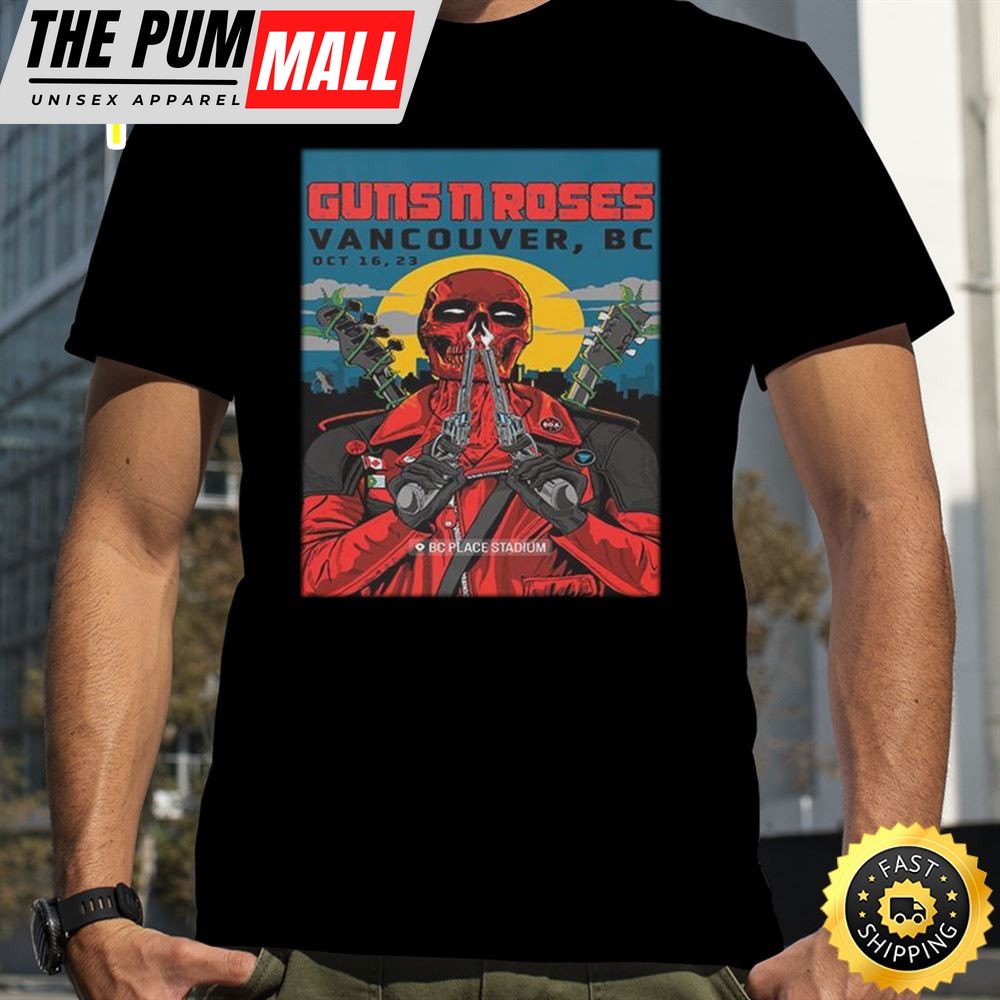 Guns N Roses Vancouver 2025 At BC Place Stadium October 16 Deadpool Skull Style American Tour T-Shirt