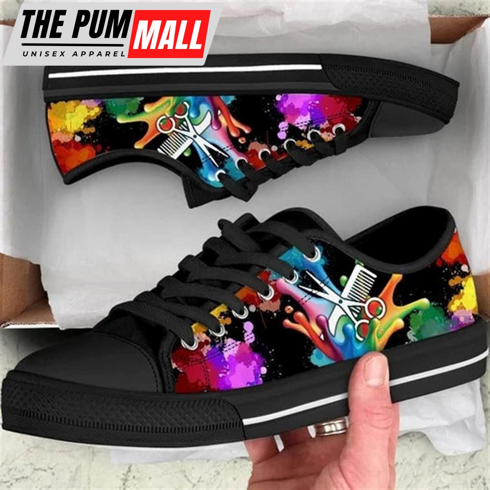 Hairstylist Splash Oil Painting Canvas Low Top Shoes – Low Top Shoes Mens, Women