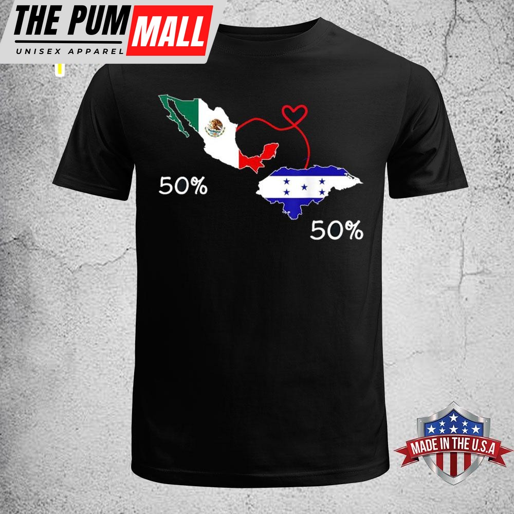 Half Mexican Half Honduras Flag Map T-Shirt