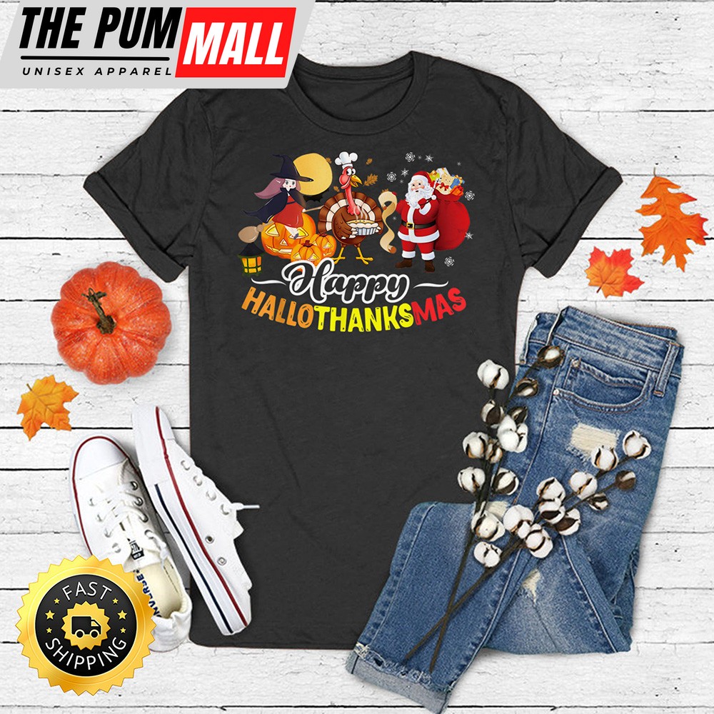 Hallo Thanks Mas Shirt Halloween Turkey Thanksgiving Xmas T-Shirt