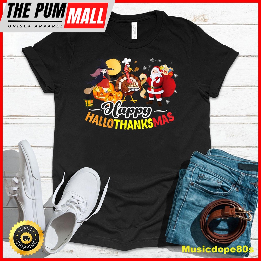 Hallo Thanks Mas Shirt Halloween Turkey Thanksgiving Xmas T-Shirt
