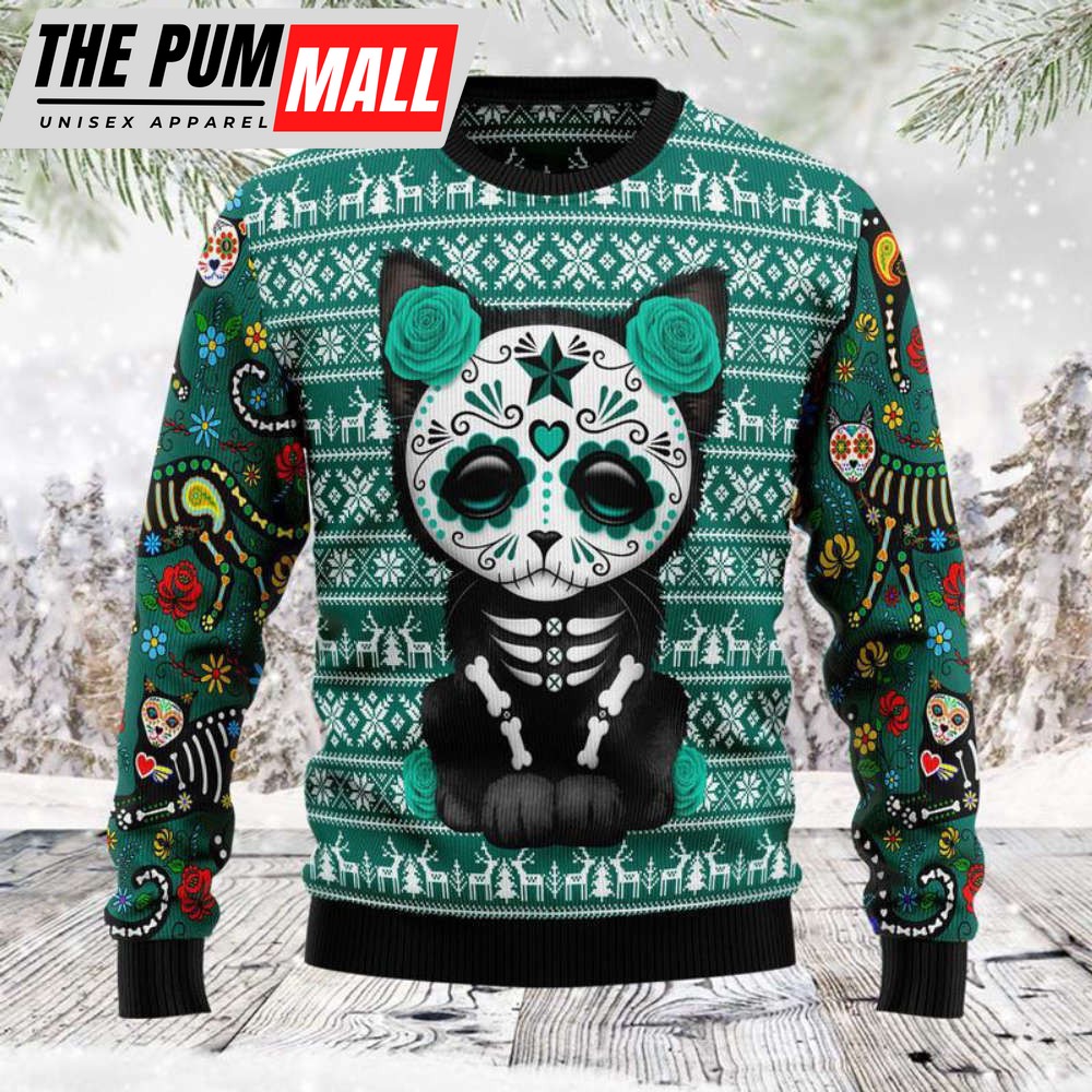 Halloween Black Cat Funny Ugly Christmas Sweater – Perfect Holiday Gift for Men & Women