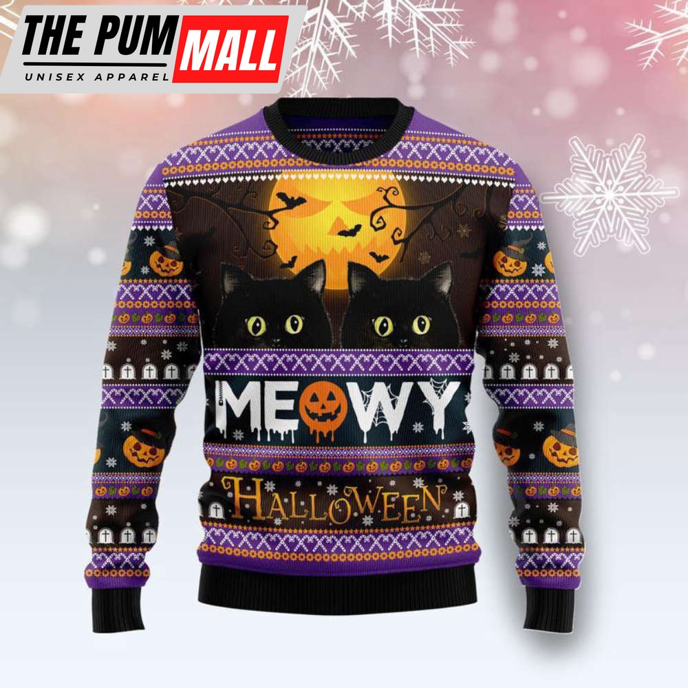 Halloween Black Cats Ugly Christmas Sweater For Men & Women Adult – Christmas Gifts