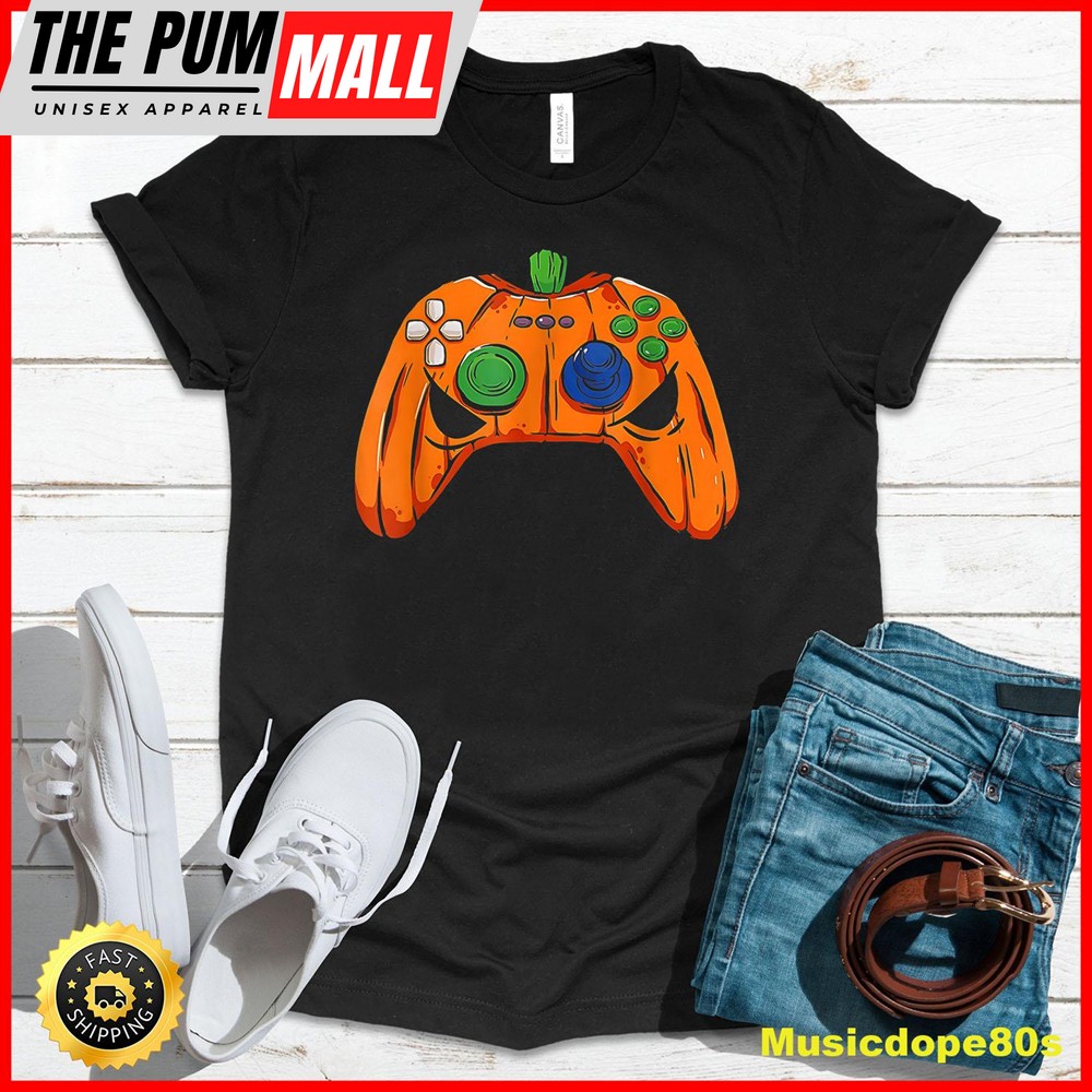 Halloween Jack O Lantern Gamer Funny Video Games Boys Kids T-Shirt