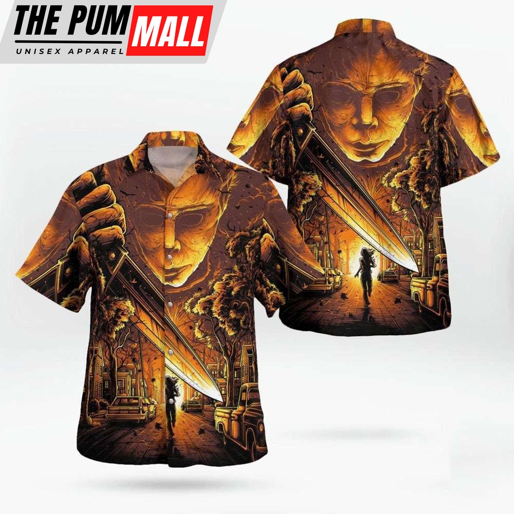 Halloween Michael Myers with Knife Hawaiian Shirt