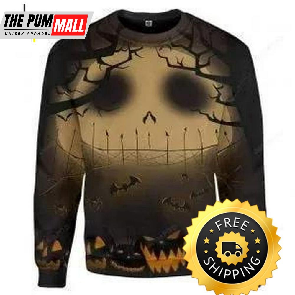 Halloween Night Pumpkin Ugly Christmas Sweater, Halloween Christmas Sweater
