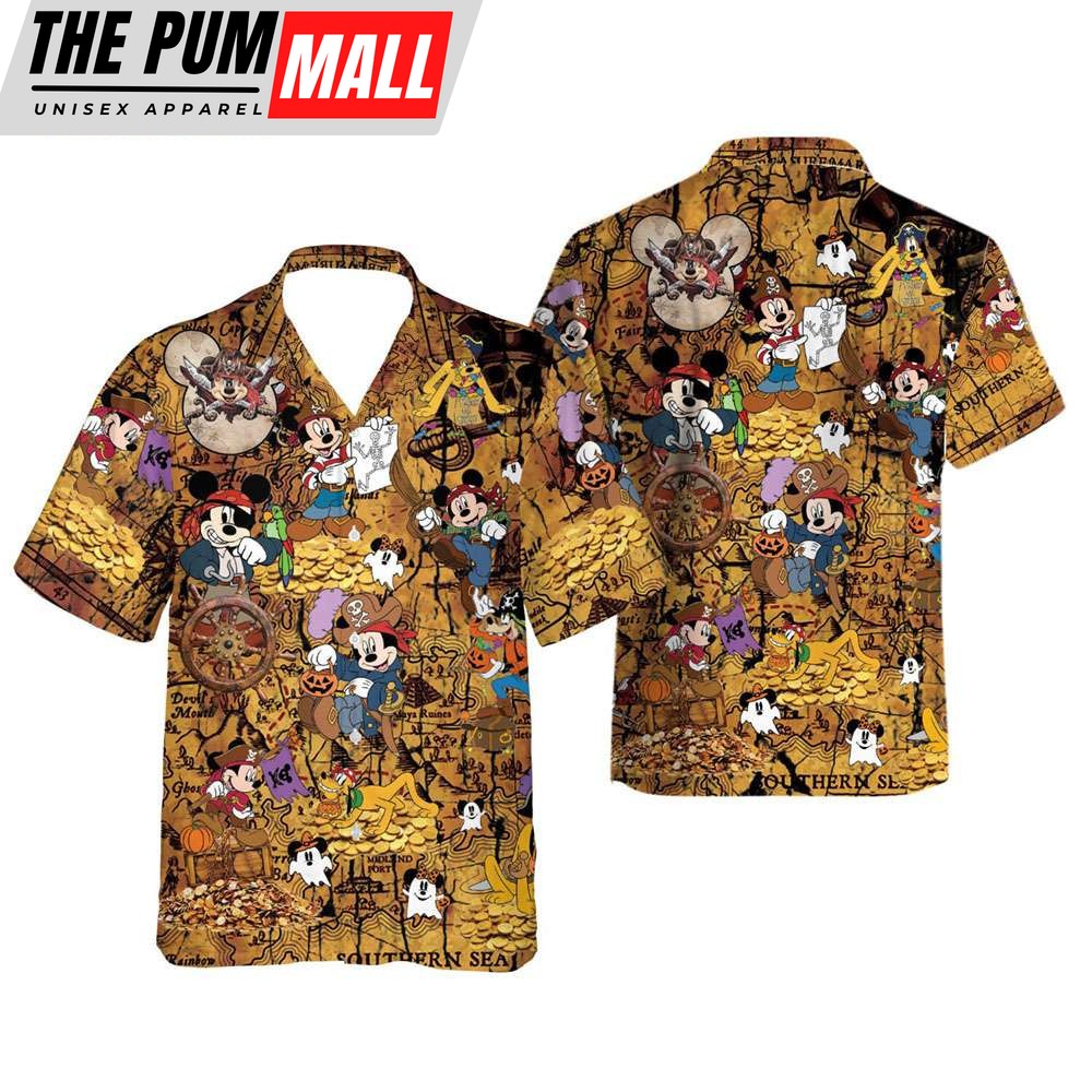 Halloween Pirates of the Caribbean Hawaiian Shirt Mickey and Friends Disney Button Up Shirt