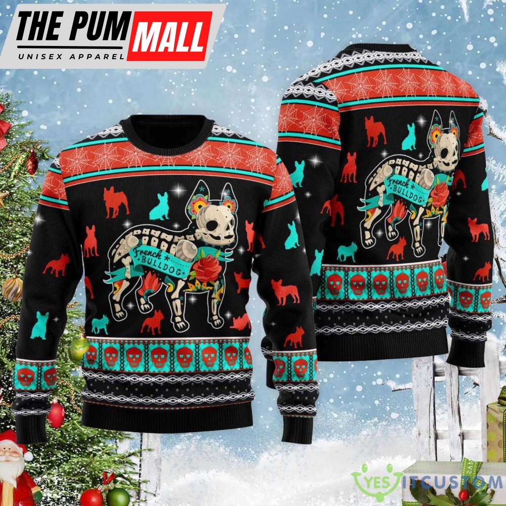 Halloween Skeleton French Bulldog Ugly Christmas Sweater: Spooky & Cute Festive Attire