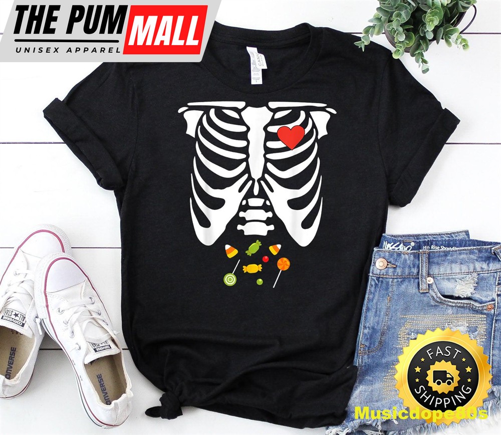Halloween Skeleton Rib Cage Halloween Candy Kids Toddler T-Shirt