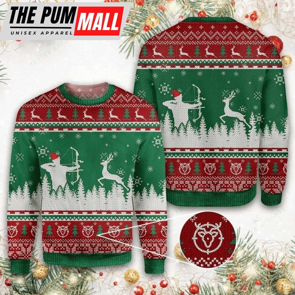 Happy Christmas Deer Hunting Ugly Christmas Sweater, Gift For Christmas
