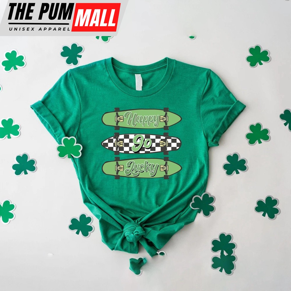 Happy Go Lucky Shirt, St Patricks Day Shirt Men, Retro St Patty Shirt, Lucky Skateboard Shirt, Retro Skateboard Shirt