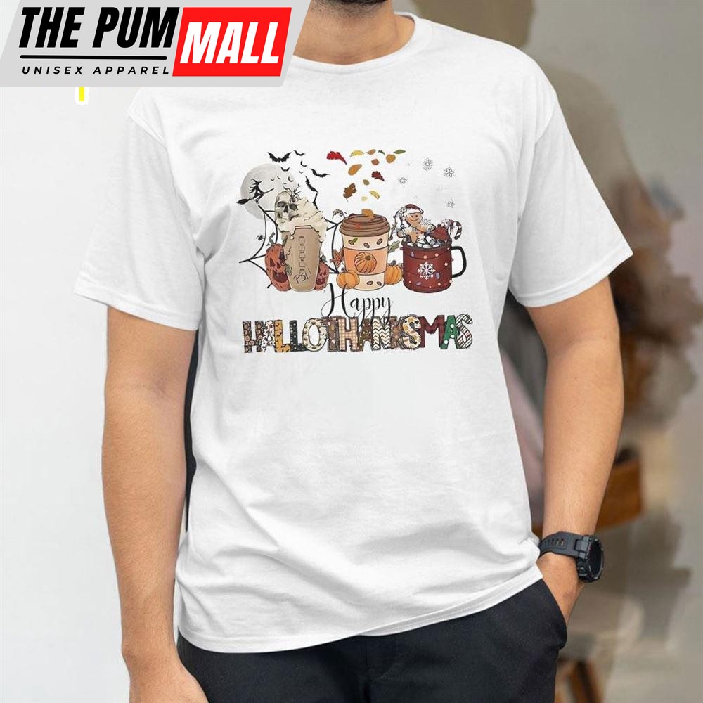 Happy Hallothanksmas Coffee With Pumpkins Shirt