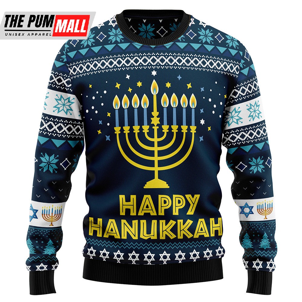 Happy Hanukkah Ugly Christmas Sweater Lover Xmas Sweater Gift