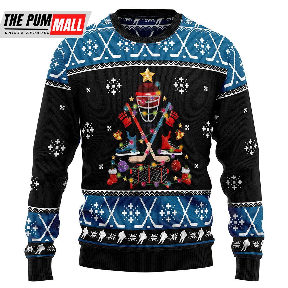 Happy Hockeyday Ugly Christmas Sweater Christmas Unisex Crewneck Sweater