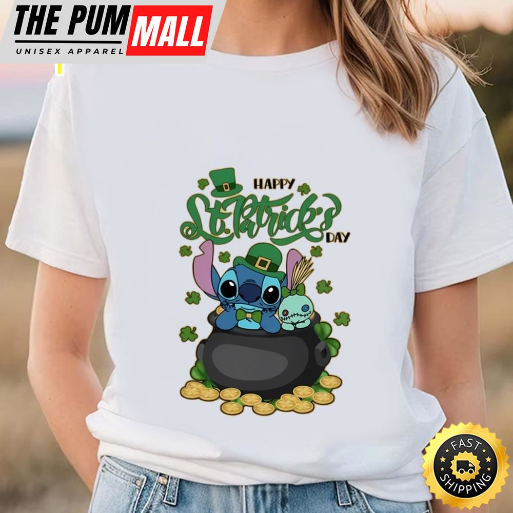 Happy Patrick Day, St Patricks Day Shirt, Stitch Shamrock Shirt