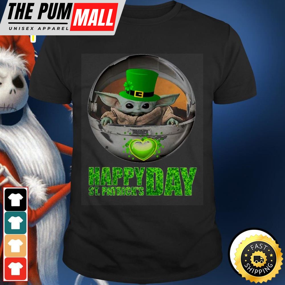Happy St Patrick?s Day Baby Yoda Unisex Black T-shirt