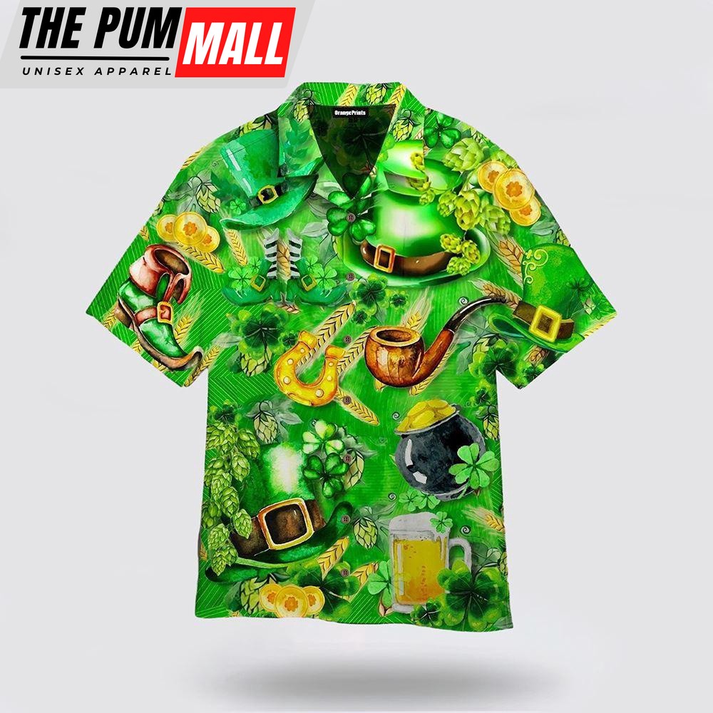 Happy St.Patrick’s Day Hawaiian Shirt, St Patricks Day Shirts, Shamrock Hawaiian Shirt