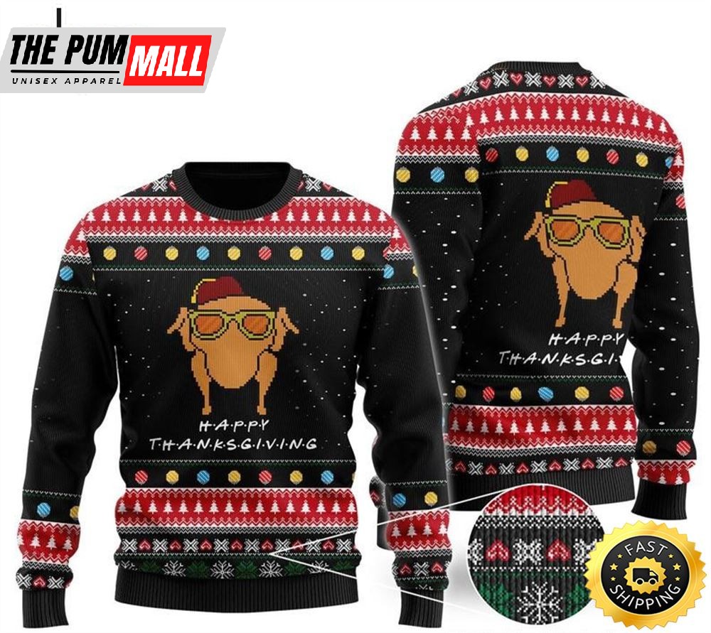 Happy Thanksgiving Turkey All Over Printed Ugly Christmas Sweater