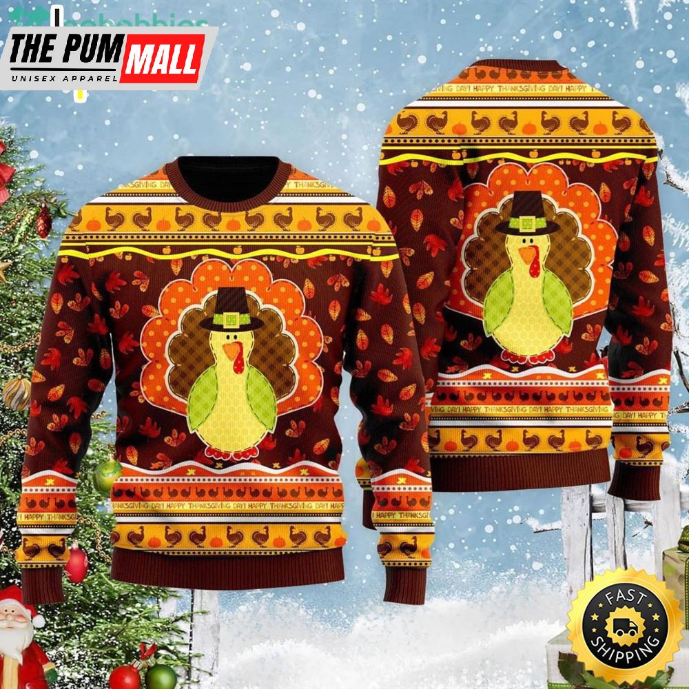 Happy Thanksgiving Turkey Christmas Gift Ugly Christmas Sweater