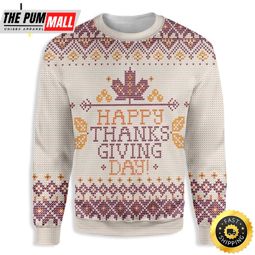 Happy Thanksgiving Ugly Christmas Sweater For Men & Women