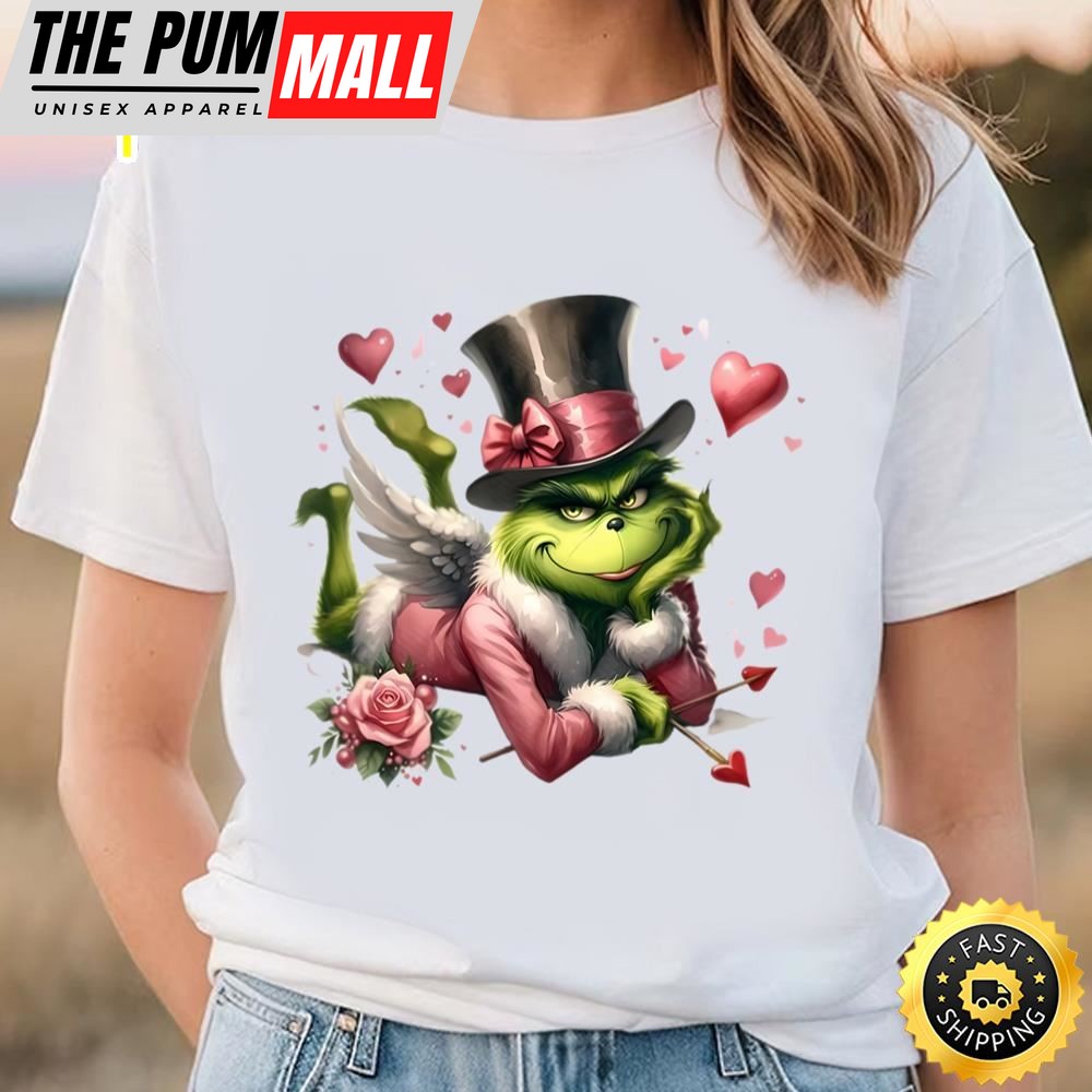 Happy Valentine Grinch With Rose Shirt