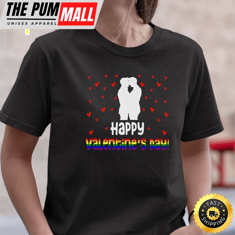 Happy Valentines Day Gay Valentine Gay Couple LGBT Pride Premium Valentines Day T-shirt Unisex