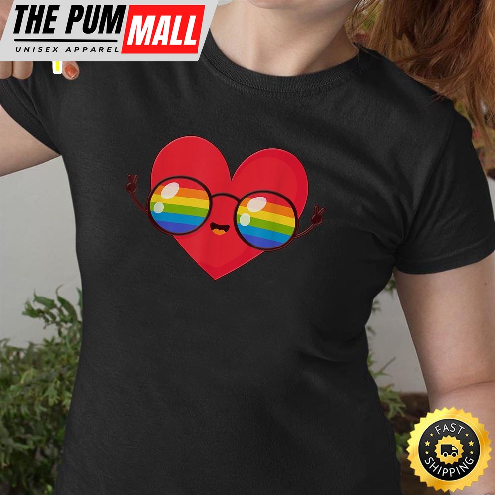 Happy Valentines Gay Cute Valentine Day Pride LGBT Gift Valentines Day Black T-shirt