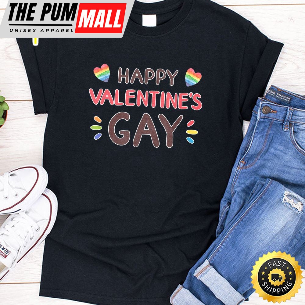 Happy Valentines Gay Cute Valentine Day Pride LGBT Gift Valentines Day T-shirt