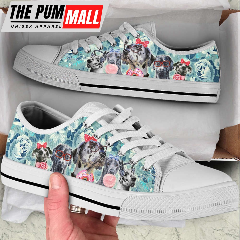 harlequin-great-dane-blue-dane-dog-flowers-pattern-low-top-shoes-yg9shbzv Harlequin Great Dane & Blue Dane Dog Flowers Pattern Low Top Shoes