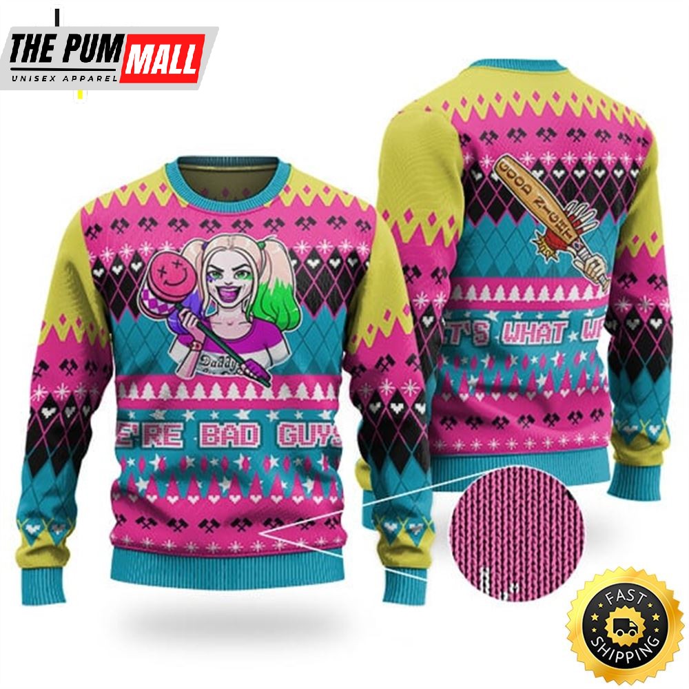 Harley Quinn We’re Bad Guys Xmas Sweater